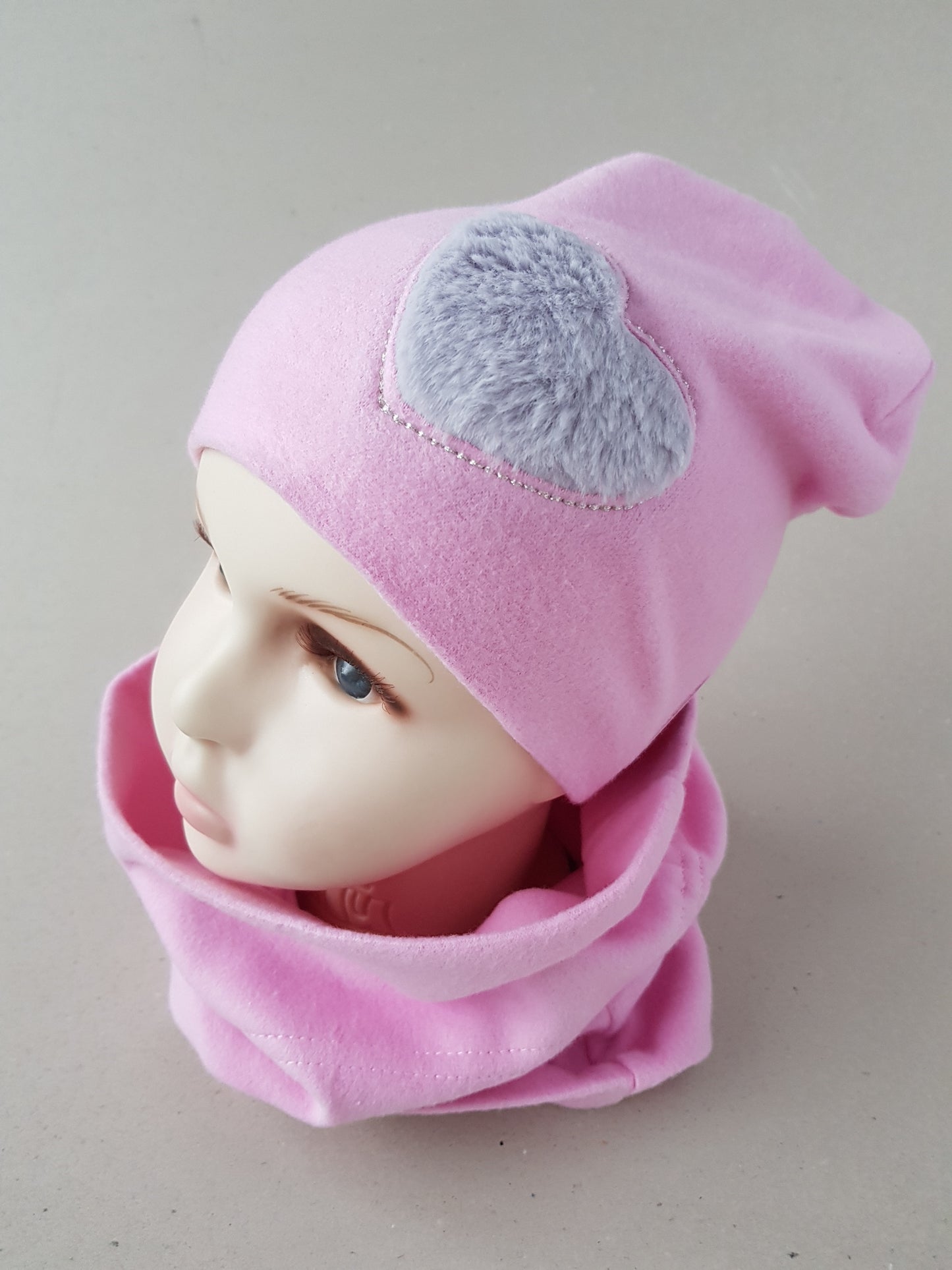 Beanie hat for girls fur heart 4-24 months