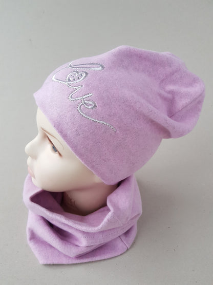 Beanie hat for girls Love from 4-24 months