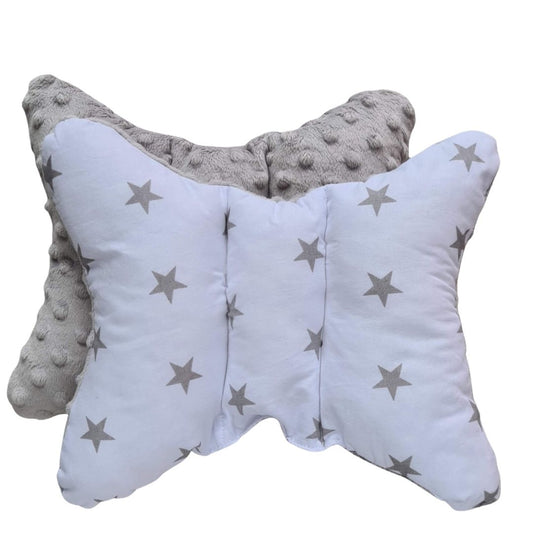 BABY HEAD  SUPPORT PILLOW- BUTTERFLY- STARS -  GREY