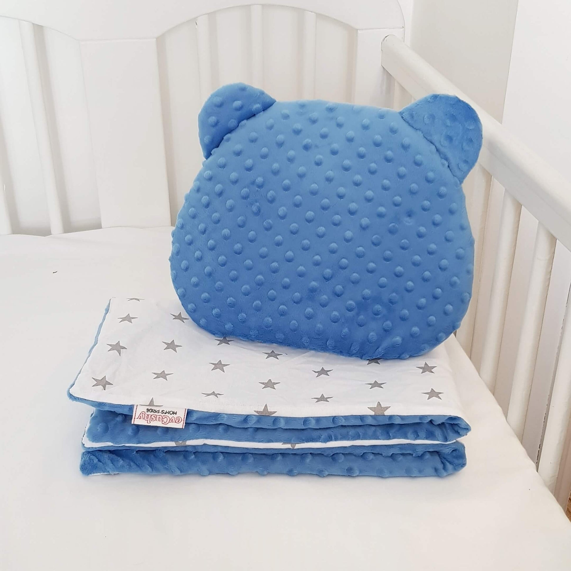 DIMPLE FLEECE AND COTTON SET BLANKET AND PILLOW FOR BABIES