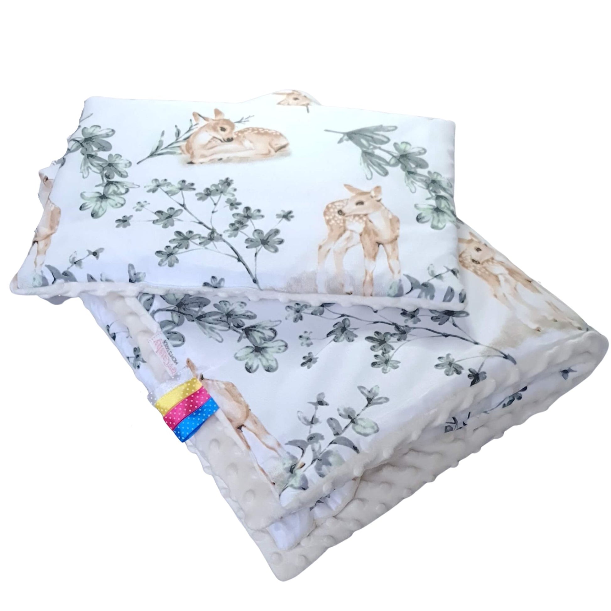 baby  warm blanket cosy fleece quilt for baby crib cot  cream colour forest animals deers patern
