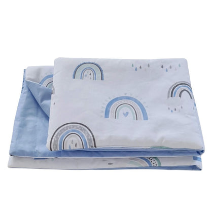 baby blanket and pillow size 50x75 cm cotton blue rainbows