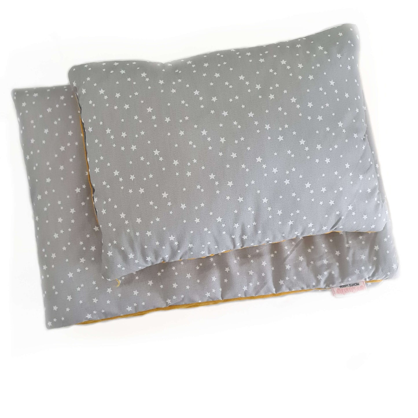 Quilt & Pillow Size 'M'- Mustard and Grey with Stars- Pre order