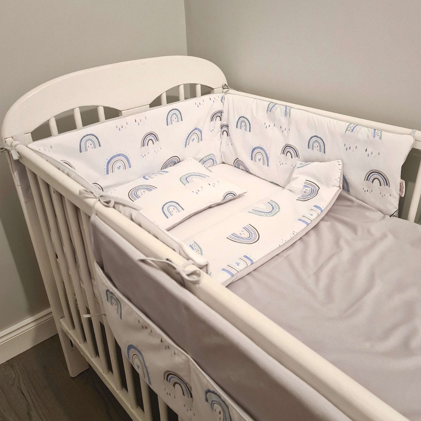 Baby bedding accessories for boys blu rainbows grey velvet quilt