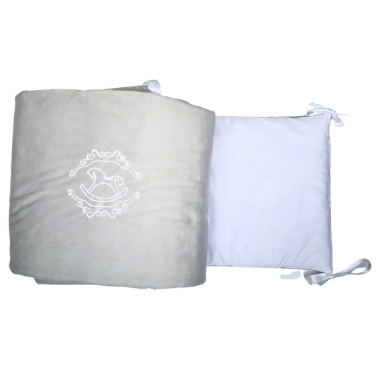 Cot Bed Bumper Crib Protector Grey & White