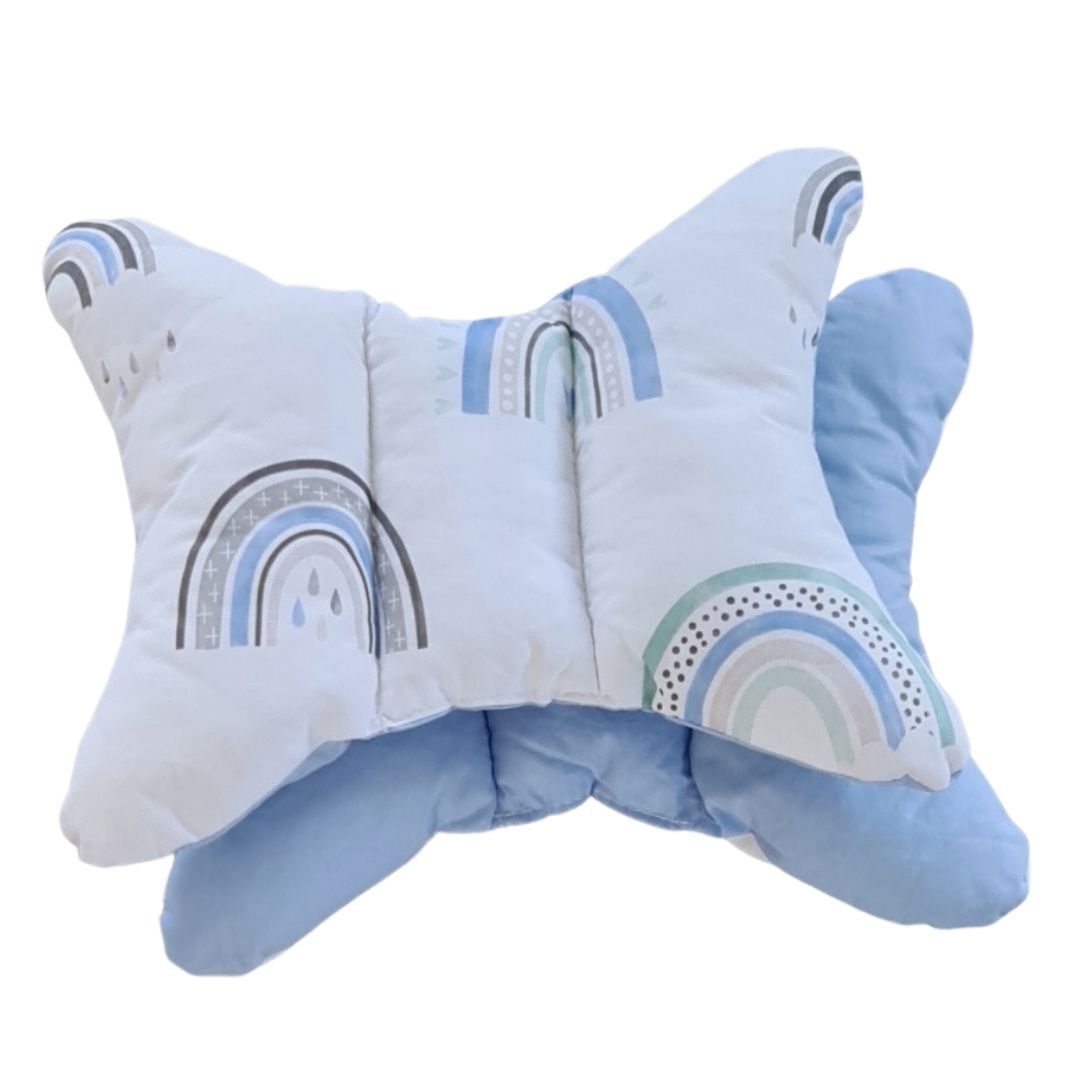 baby pillow neck and head support for infants blue cotton rainbows