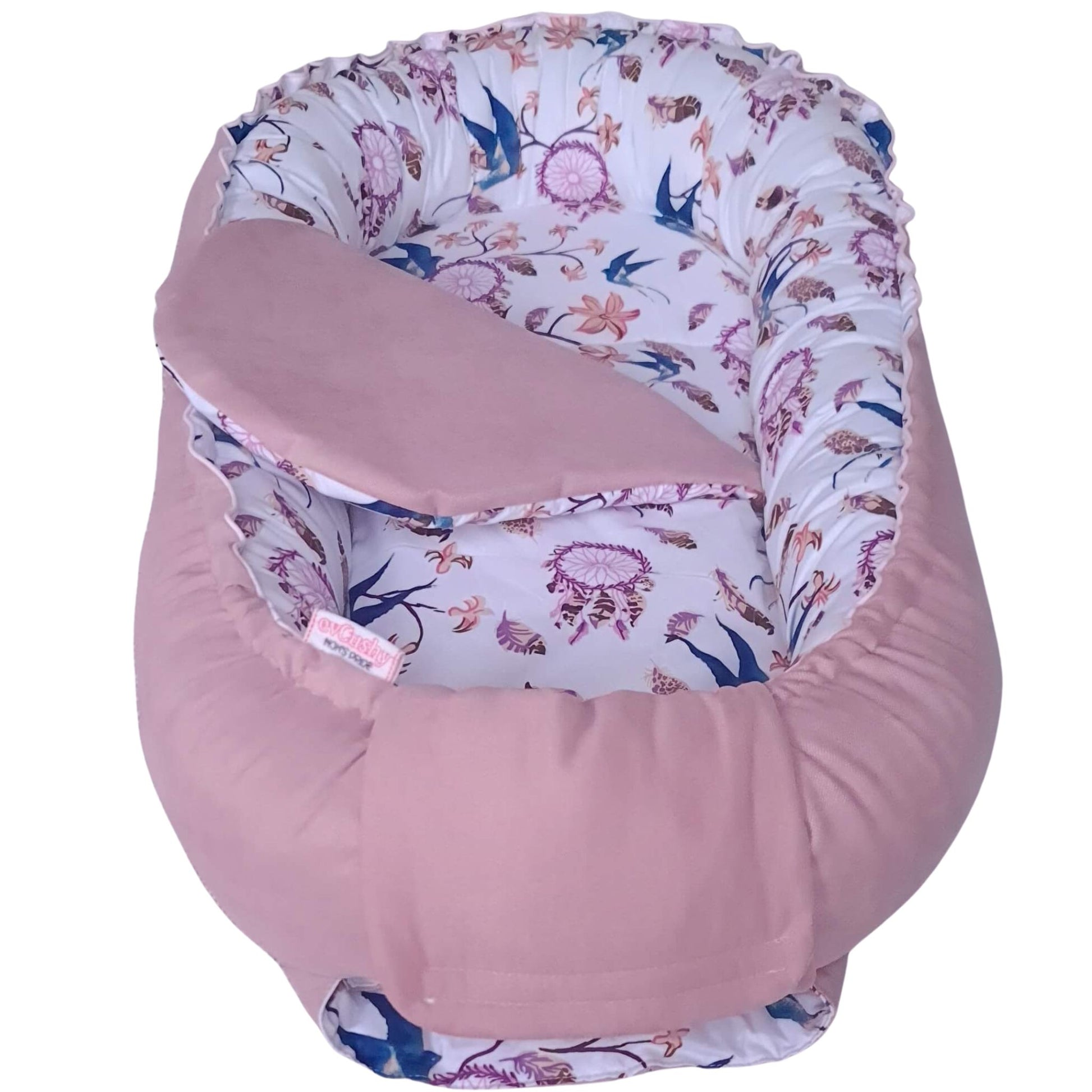 baby sleep pod nest cocoon lounger pink with dreams catchers sparrows