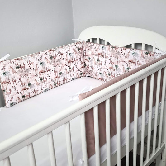 bumpers set for cot bed size 70x140cm  safari pattern evcushy