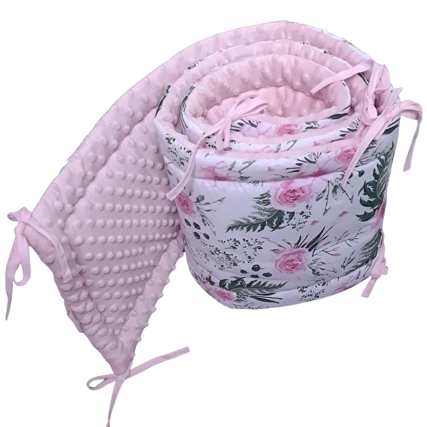 Cot and Cot bed Bumper Pink Roses