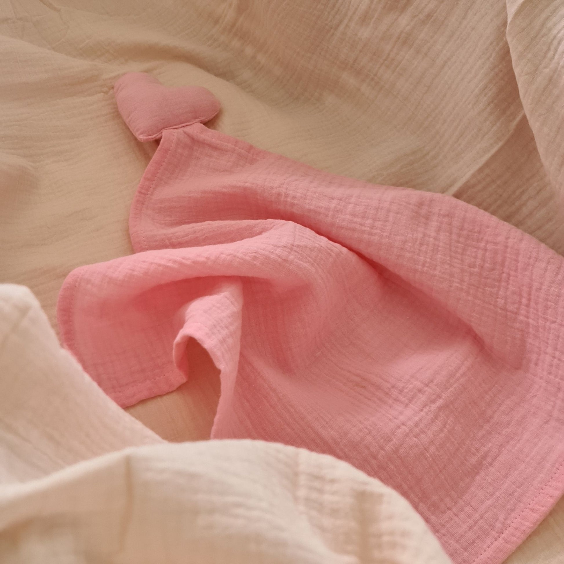 evcushy baby comforter muslin cotton pink blanket with toy