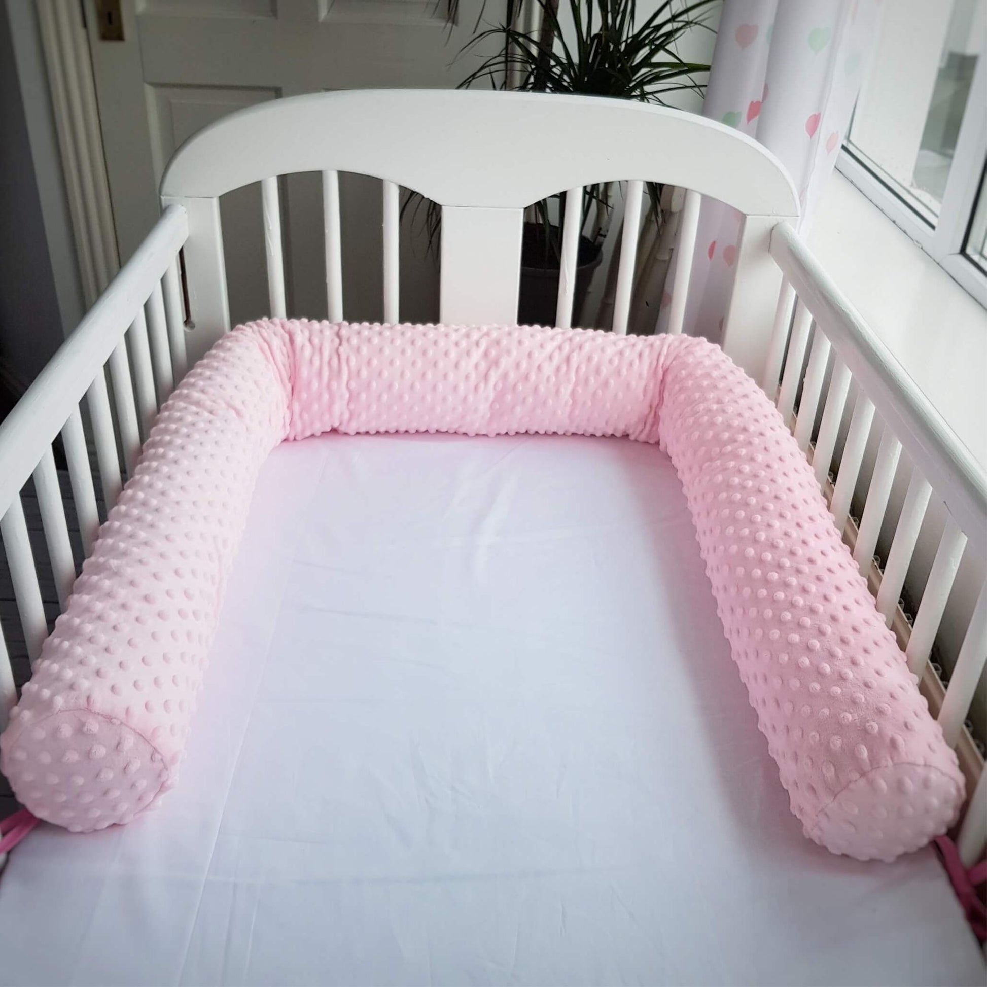 long bolster pillow for baby cot bumper pink fleece