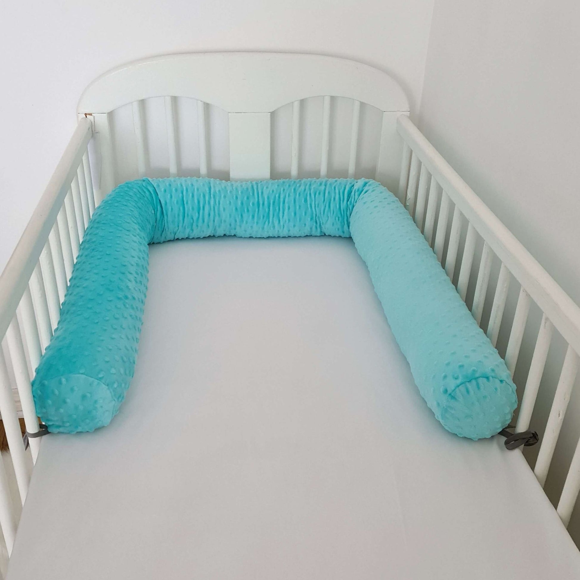 baby cot bed bumper bolster pillow long snake pillow with cosy cover aqua