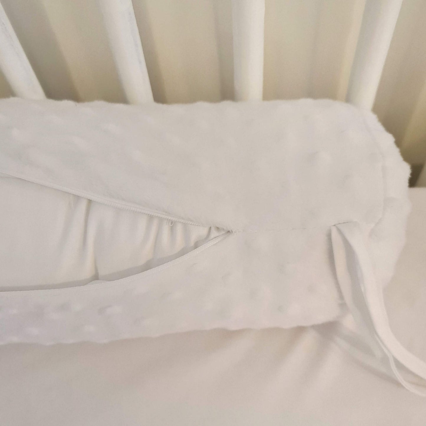 evcushy baby cot bolster pillow bumper protector for baby crib 180cm 210 cm snake bumper with cover white fleece