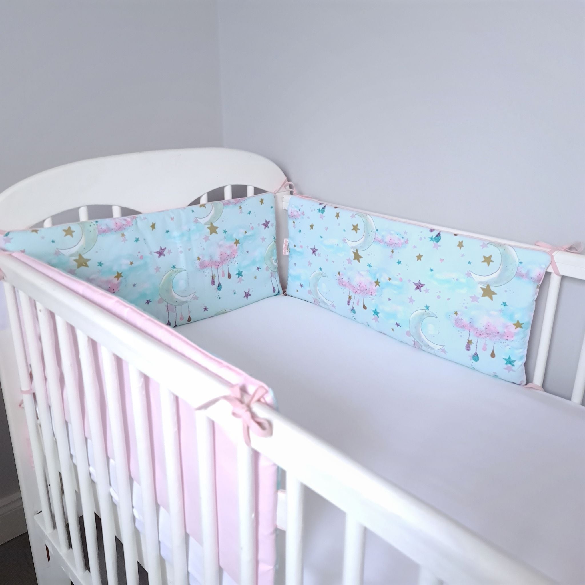 Mint and shop pink crib bedding