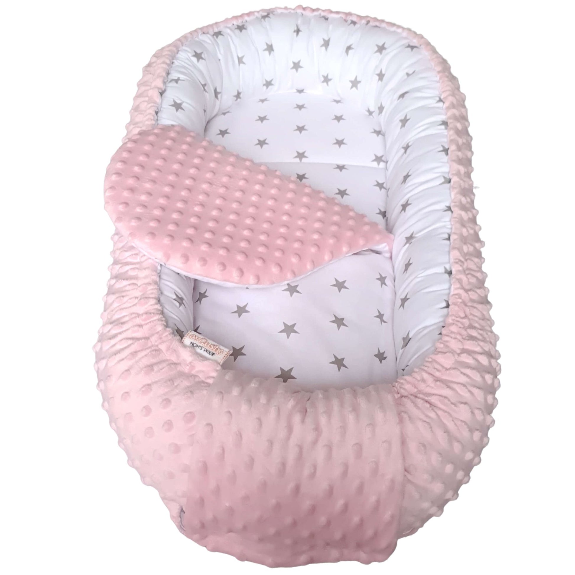 best sleeping pod in Ireland baby nest with liner pink fleece and 100% cotton