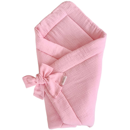 evcushy swaddle blanket for infants pink made of muslin cotton