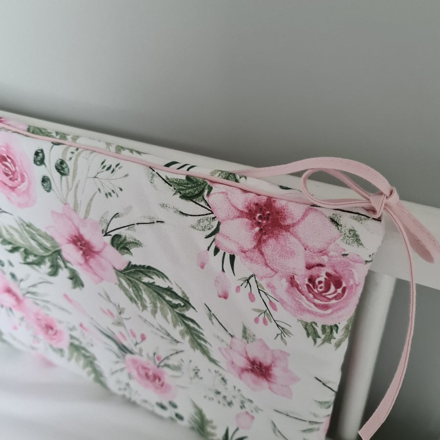 100% cotton pink bumper for crib cot bed in ireland floral roses pattern