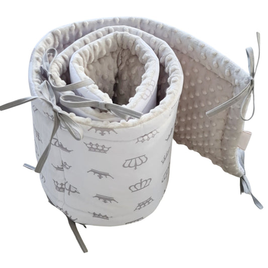 evcushy crib protection cot bumper set 180cm 210 cm white grey cotton