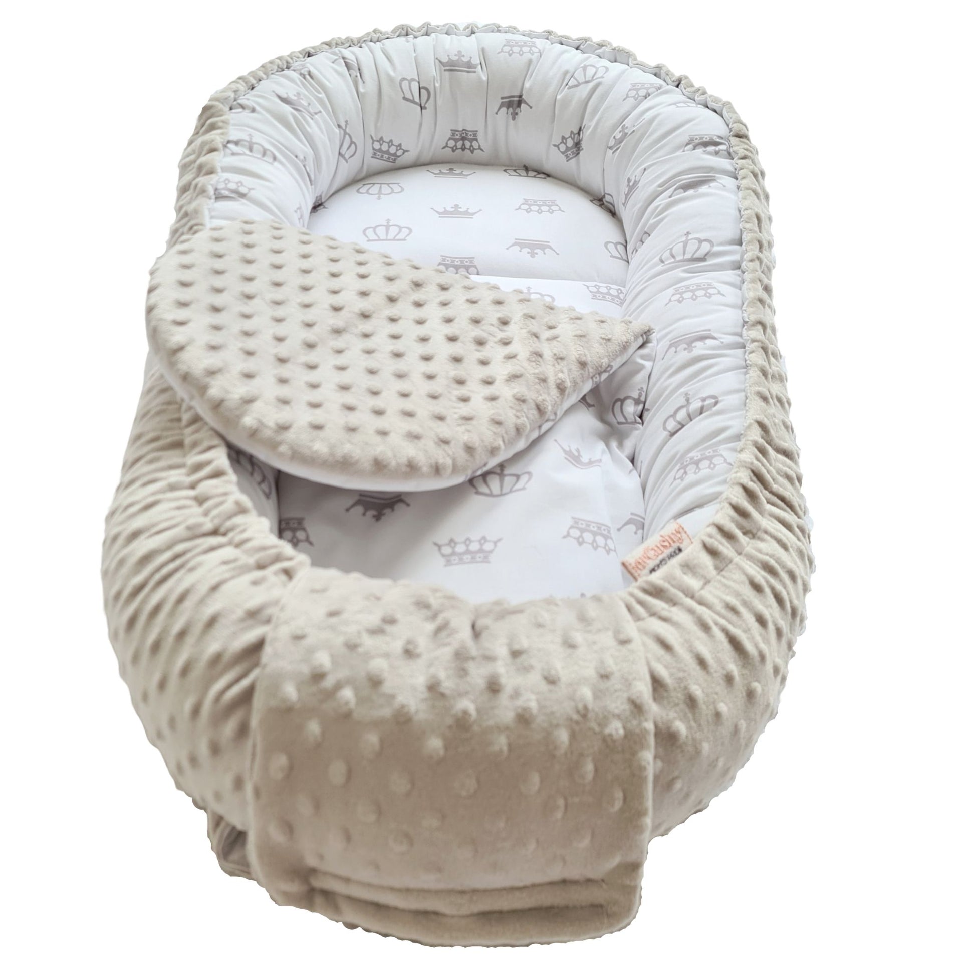 evcushy safe baby nest with liner baby sleep pod in Ireland white and grey 