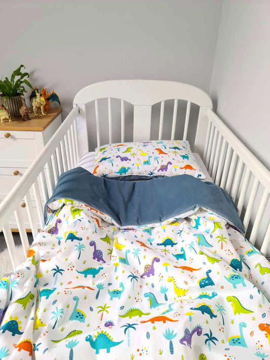 Duvet & Pillow For Cot 70x140cm Cotton & Plush| Dinos