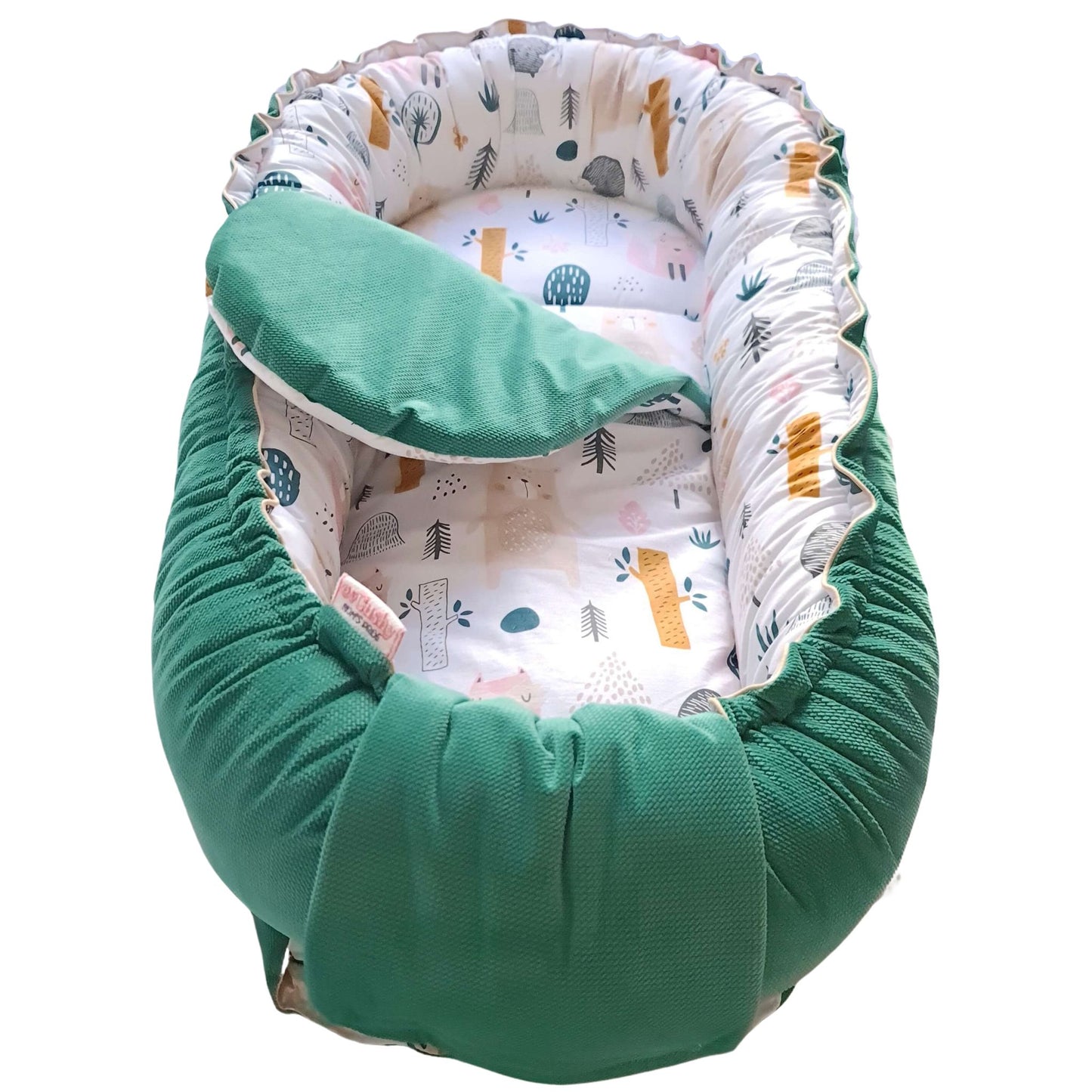 cosy baby nest sleep pod travel bed for children green